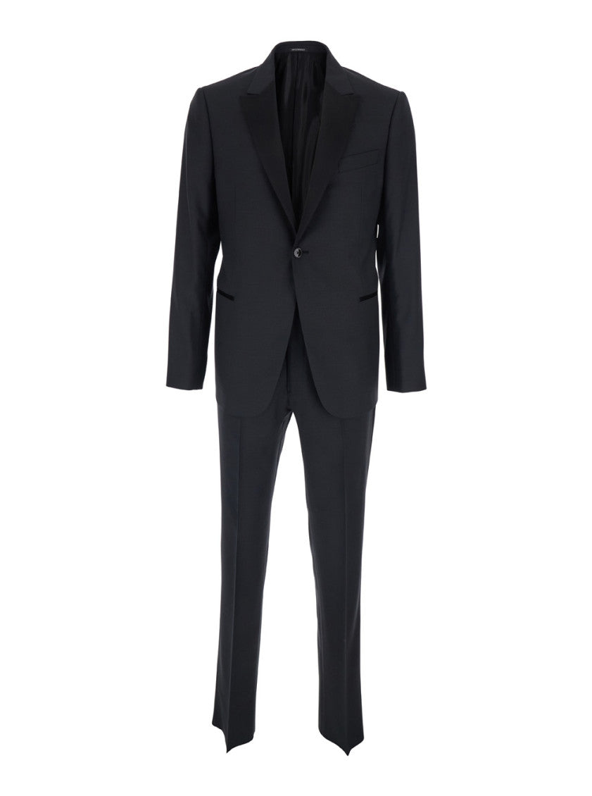Black Peaked Lapel Suit 1