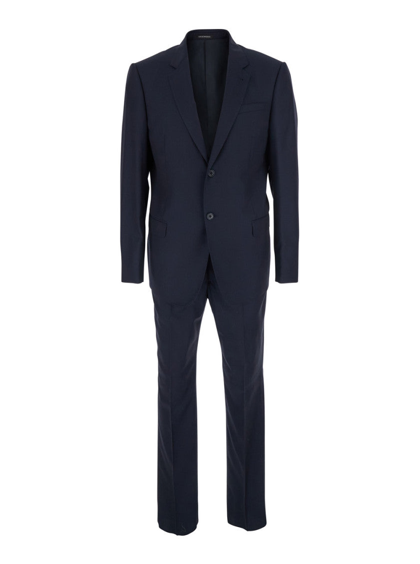 Navy Blue Notched Lapel Suit 1