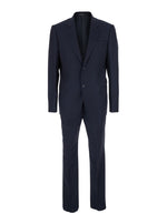 Navy Blue Notched Lapel Suit 1