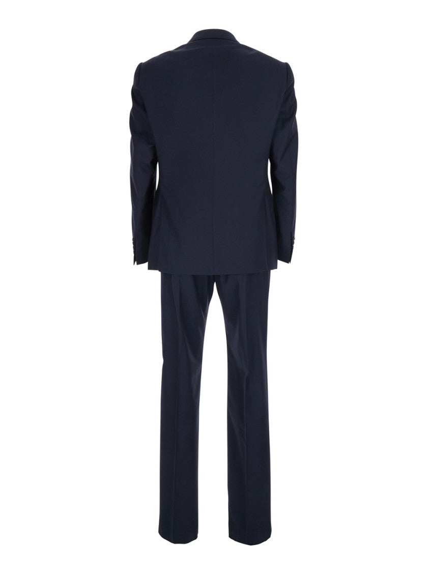 Navy Blue Notched Lapel Suit 2