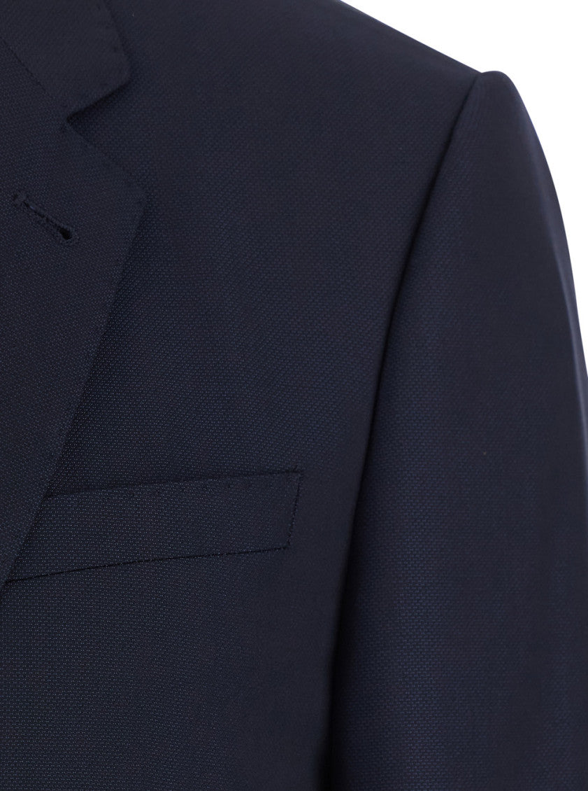 Navy Blue Notched Lapel Suit 3