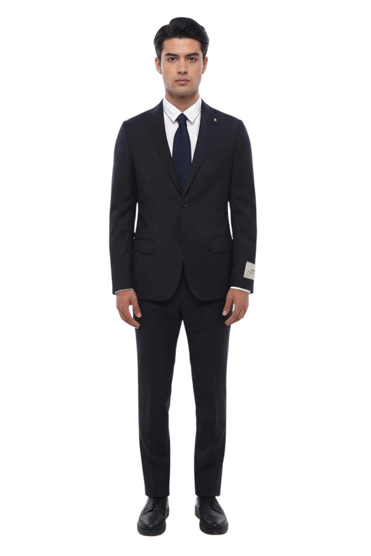 Blue Notched Lapel Suit 1