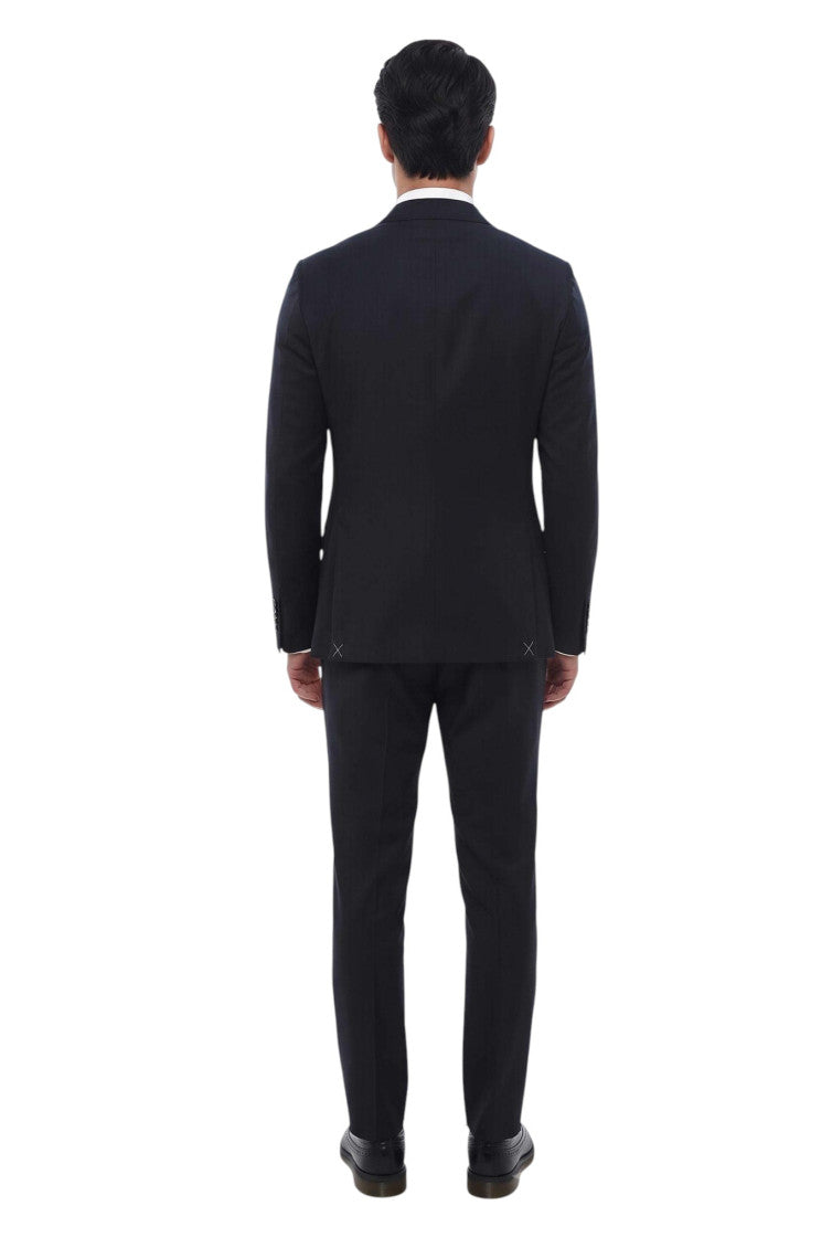 Blue Notched Lapel Suit 2