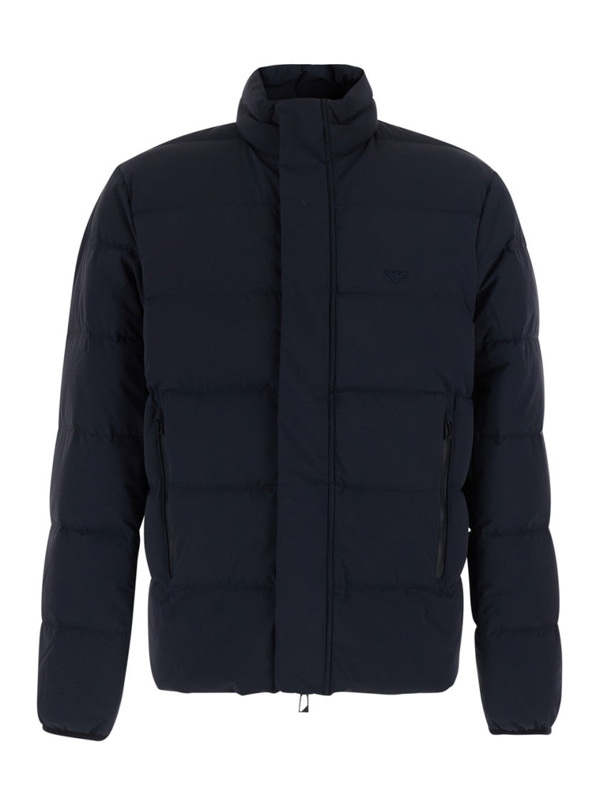 Navy Blue Quilted Down Jacket 1