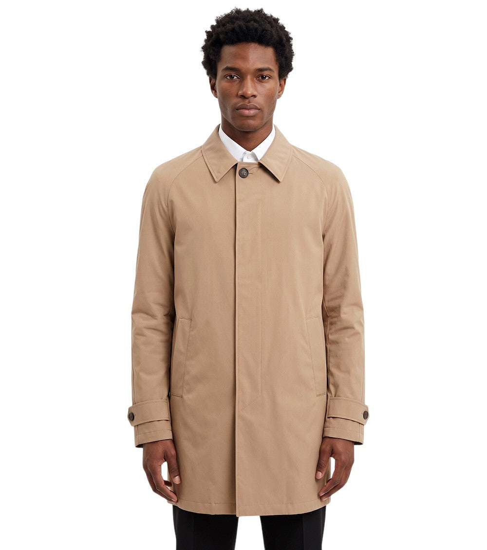 Beige Solid Trench Coat 1