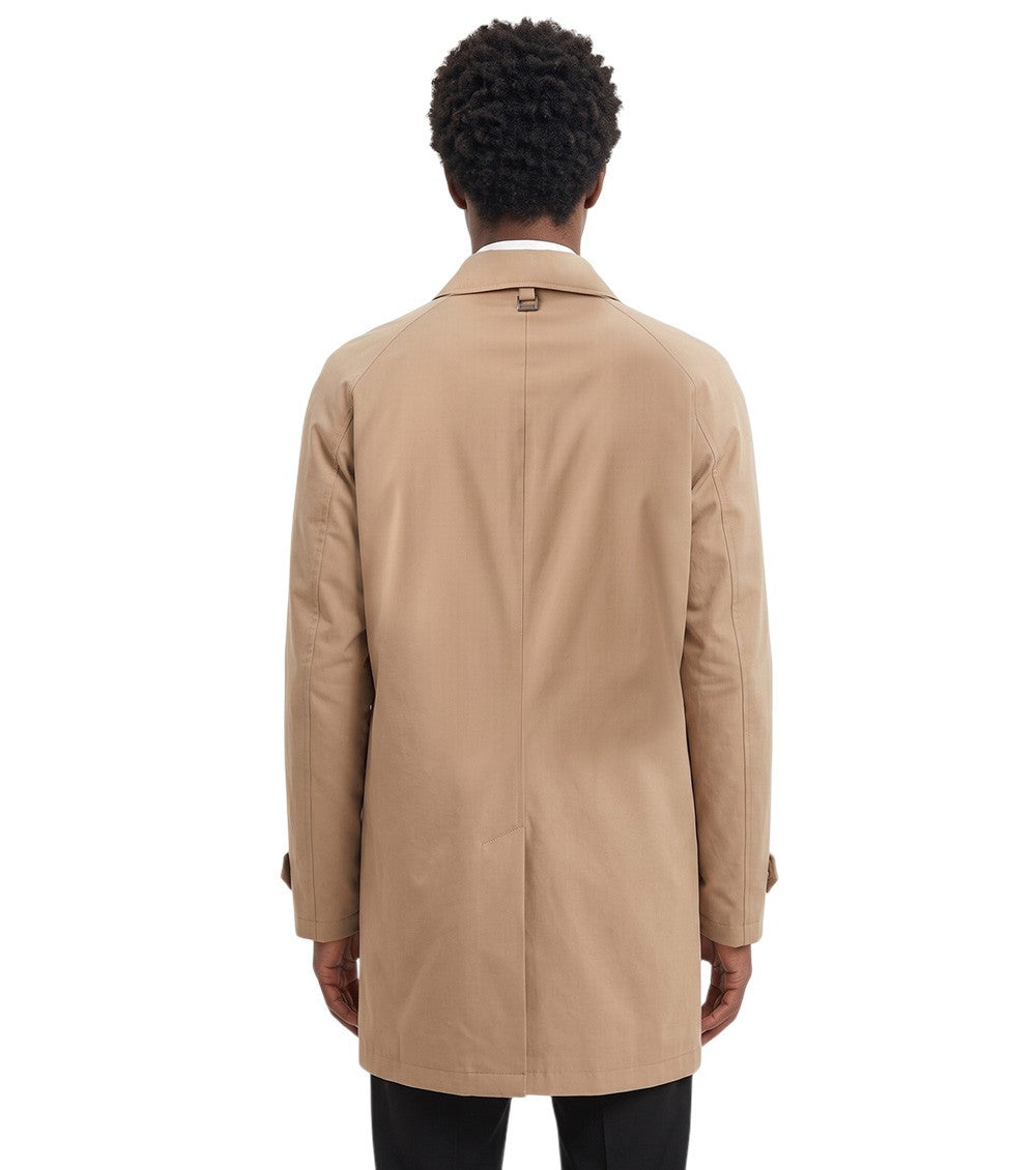 Beige Solid Trench Coat 2