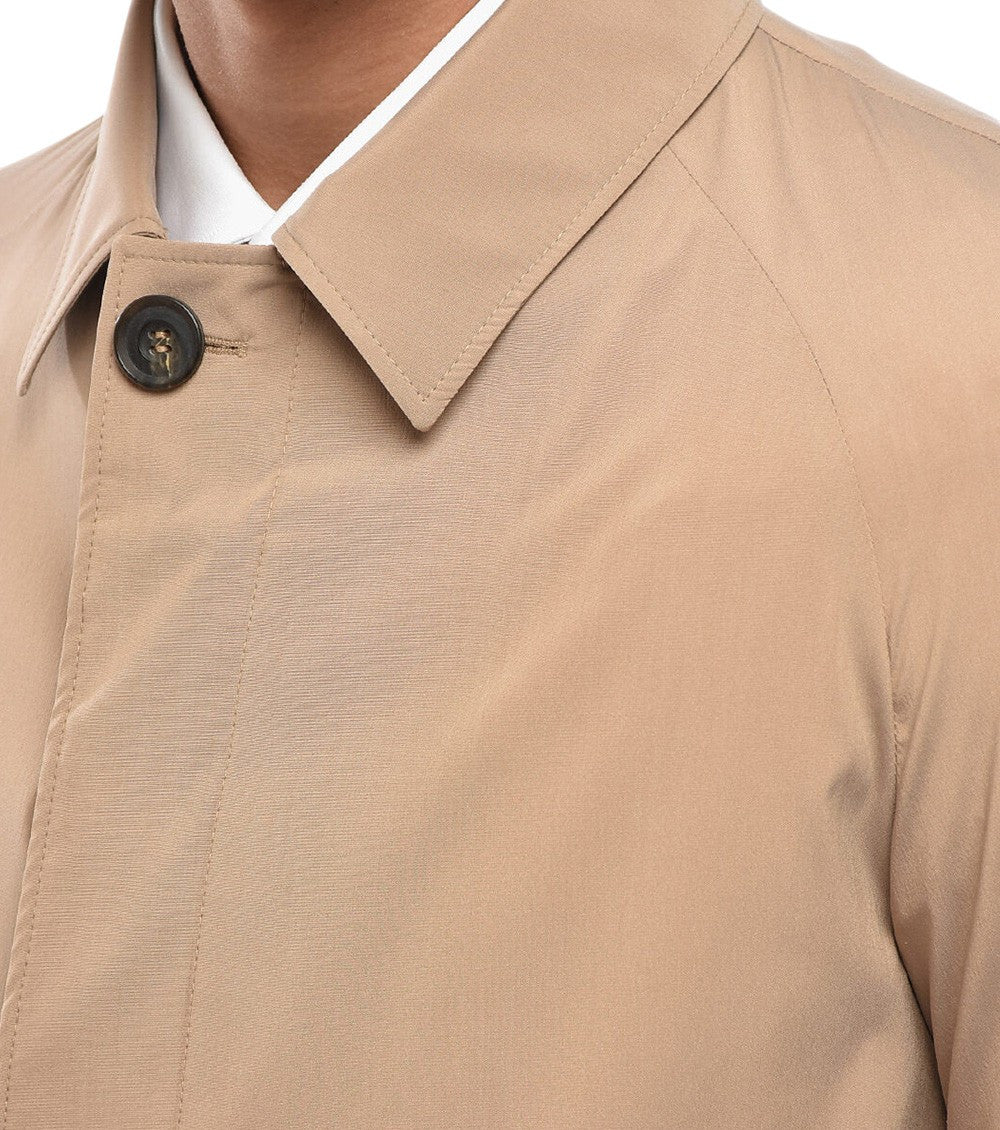 Beige Solid Trench Coat 3