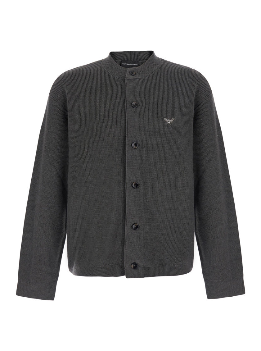 Grey Knitted Logo Cardigan 1
