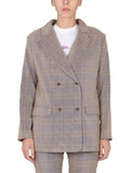 Beige Checks Notched Lapel Blazer 1