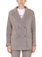 Beige Checks Notched Lapel Blazer 1