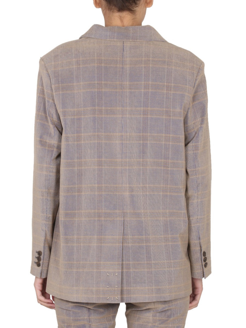 Beige Checks Notched Lapel Blazer 2