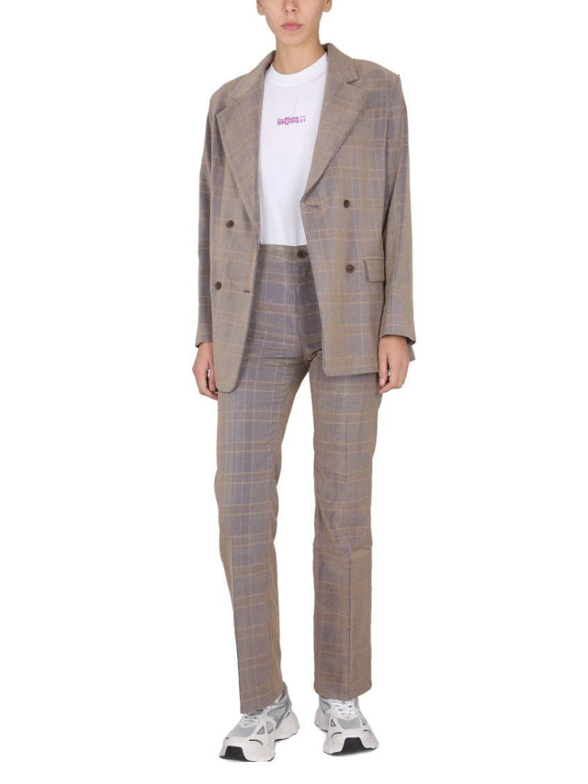 Beige Checks Notched Lapel Blazer 3