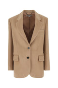 Beige Solid Notched Lapel Blazer 1