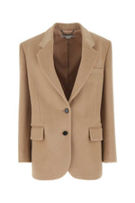 Beige Solid Notched Lapel Blazer 1