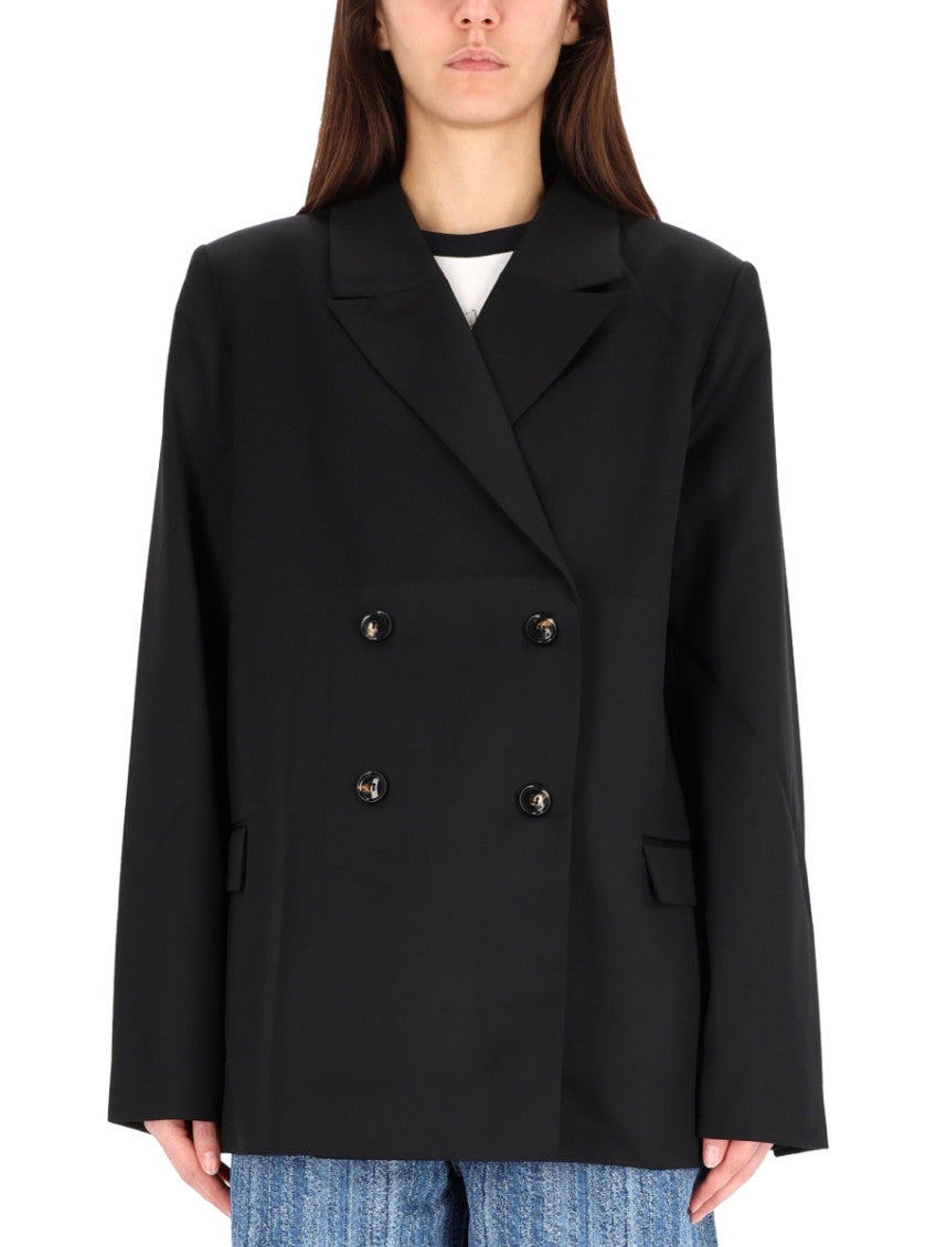 Black Notched Lapel Blazer 1