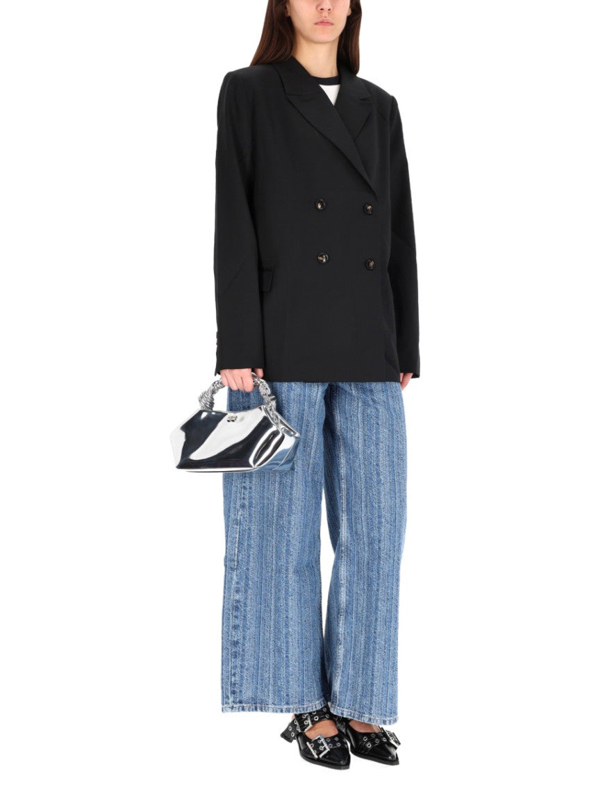Black Notched Lapel Blazer 3
