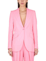 Pink Solid Notched Lapel Blazer 1