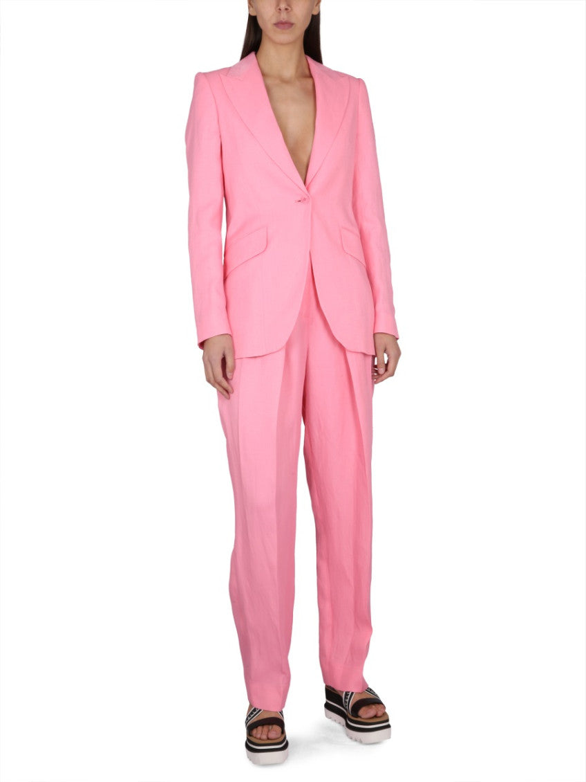 Pink Solid Notched Lapel Blazer 2