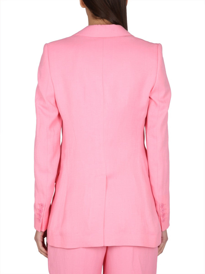Pink Solid Notched Lapel Blazer 3