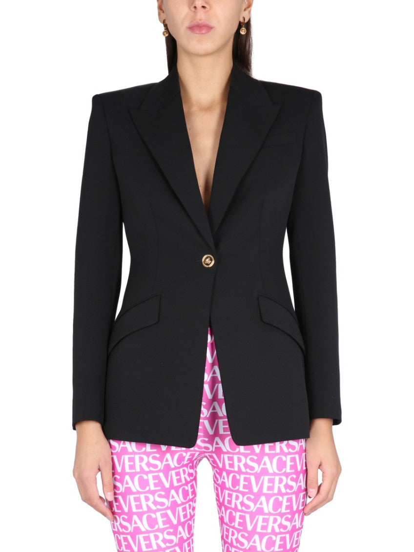 Black Peaked Lapel Blazer 1