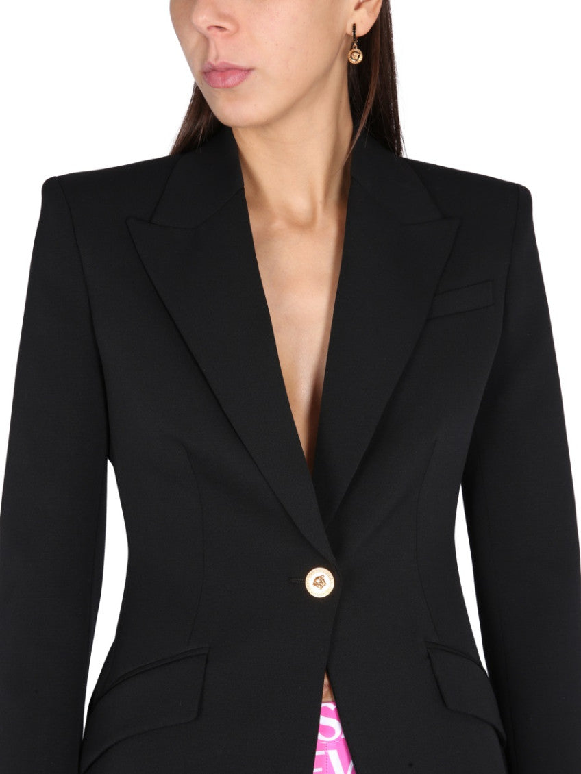 Black Peaked Lapel Blazer 4