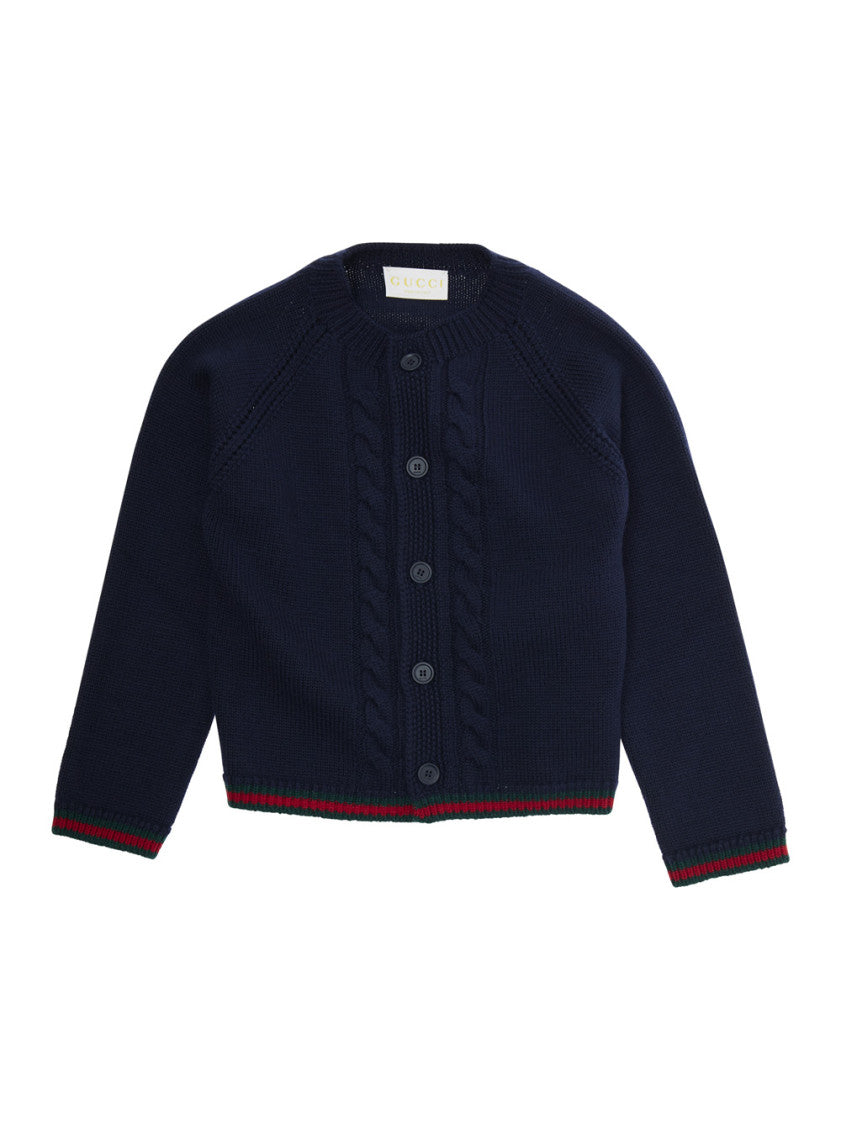 Girls Navy Blue Embroidered Cardigan 1