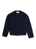 Girls Navy Blue Embroidered Cardigan 1