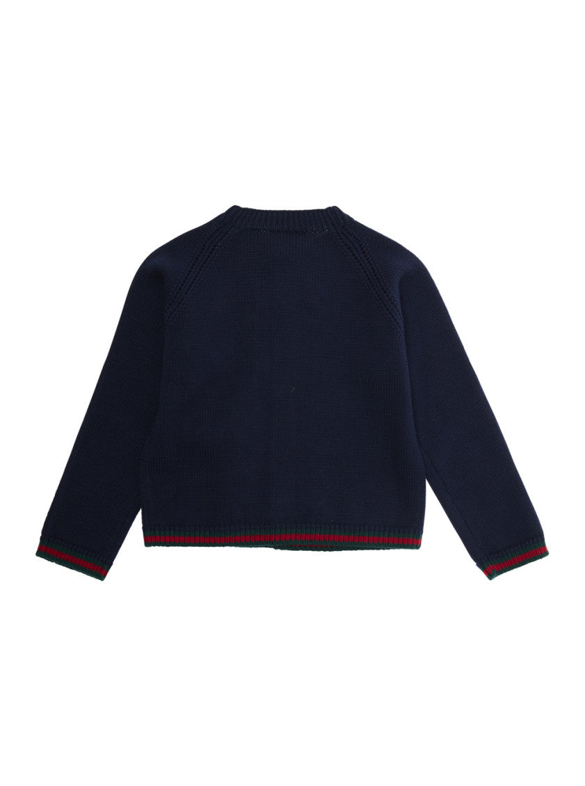 Girls Navy Blue Embroidered Cardigan 2