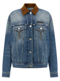 Blue Solid Shirt Collar Jacket 1