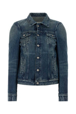 Blue Solid Shirt Collar Jacket 1