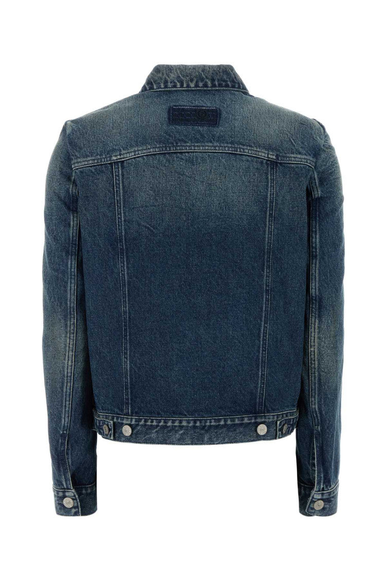 Blue Solid Shirt Collar Jacket 2