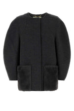 Dark Grey Round Neck Jacket 1