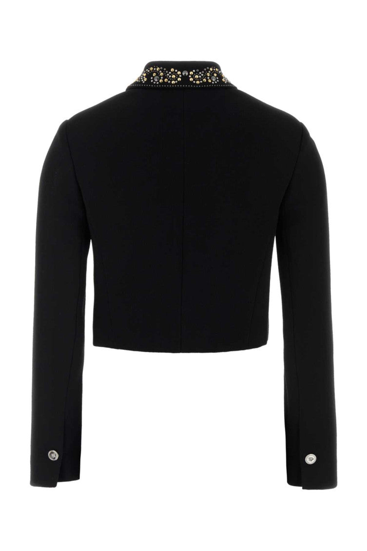 Black Embellished Shirt Collar Jacket 2