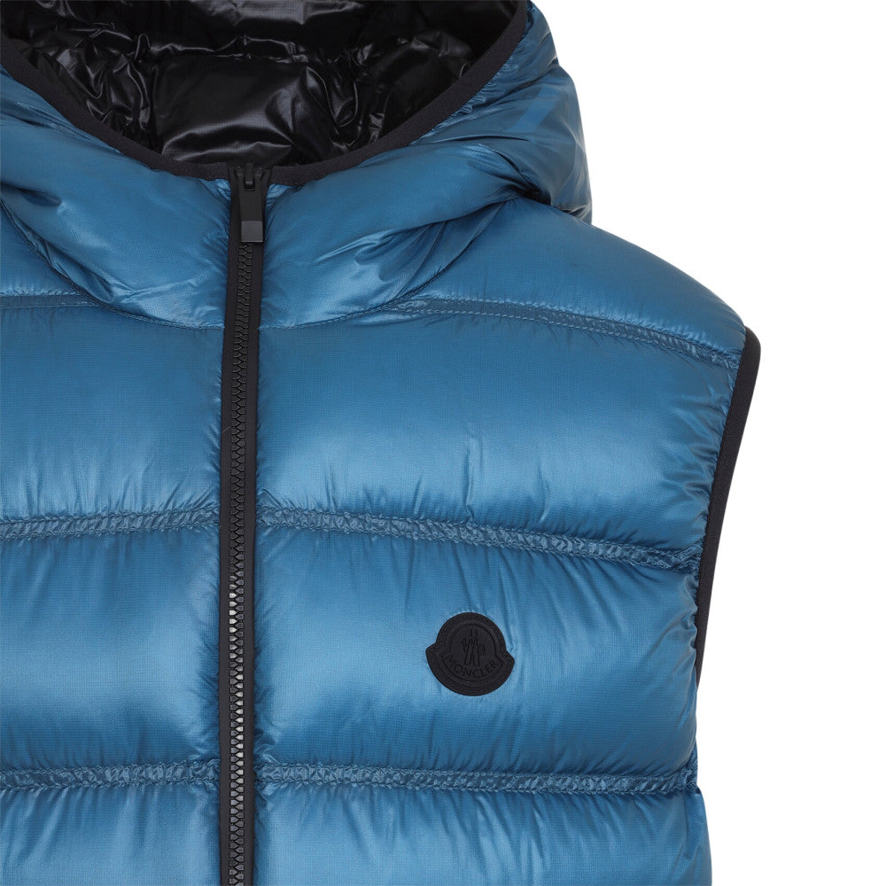 Blue Sleeveless Hood Jacket 3
