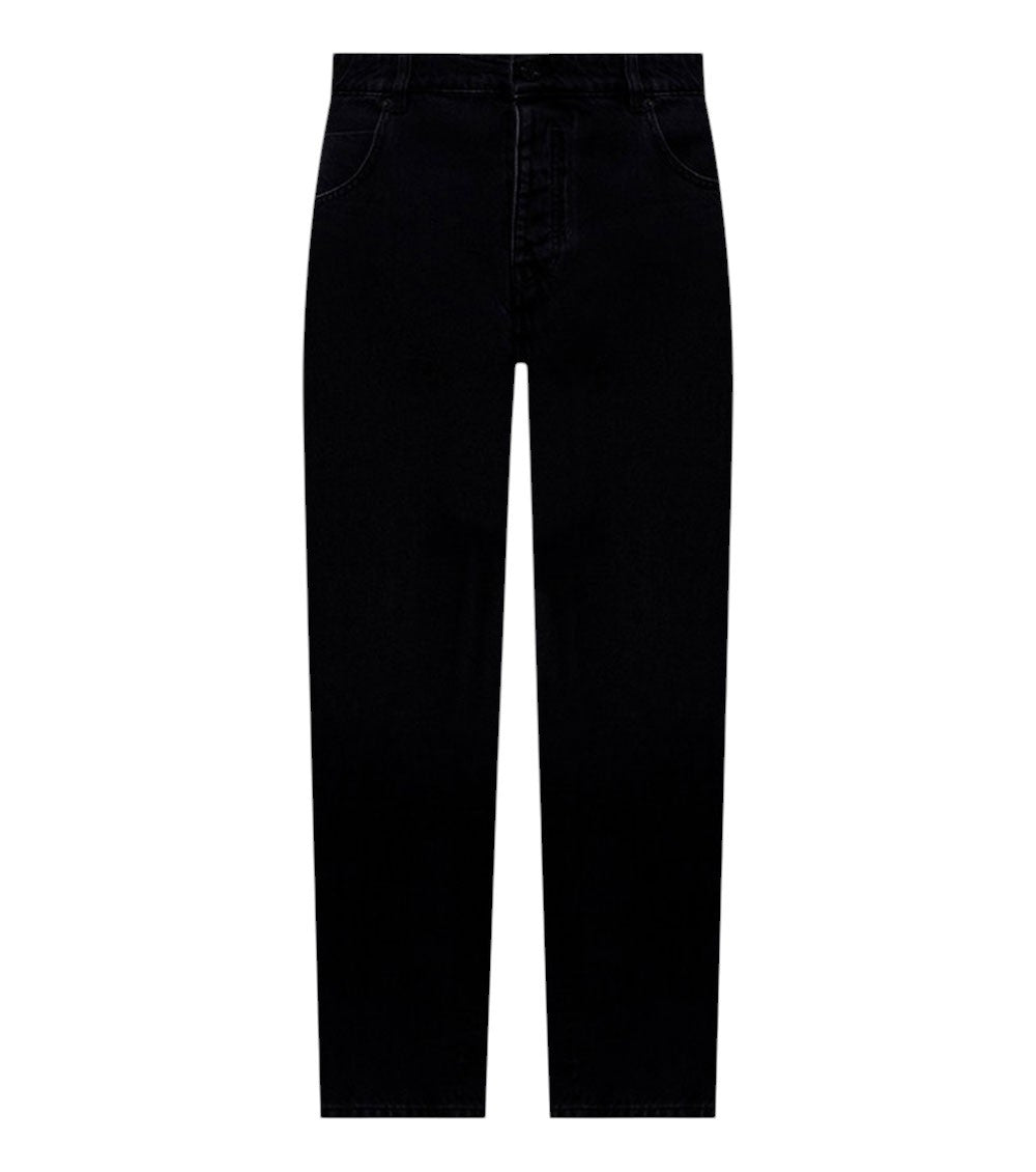 Black Loose Solid Jeans 1