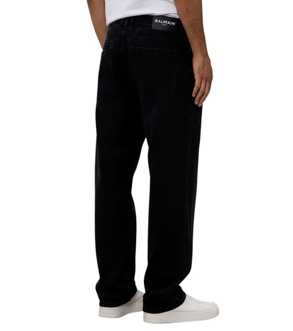 Black Loose Solid Jeans 3