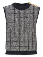 Black Checks Crew Neck Top 1