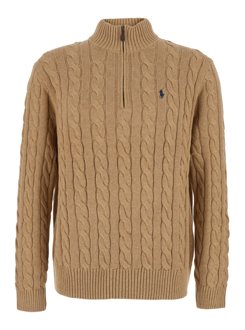 Brown Knitted Logo Sweater 1
