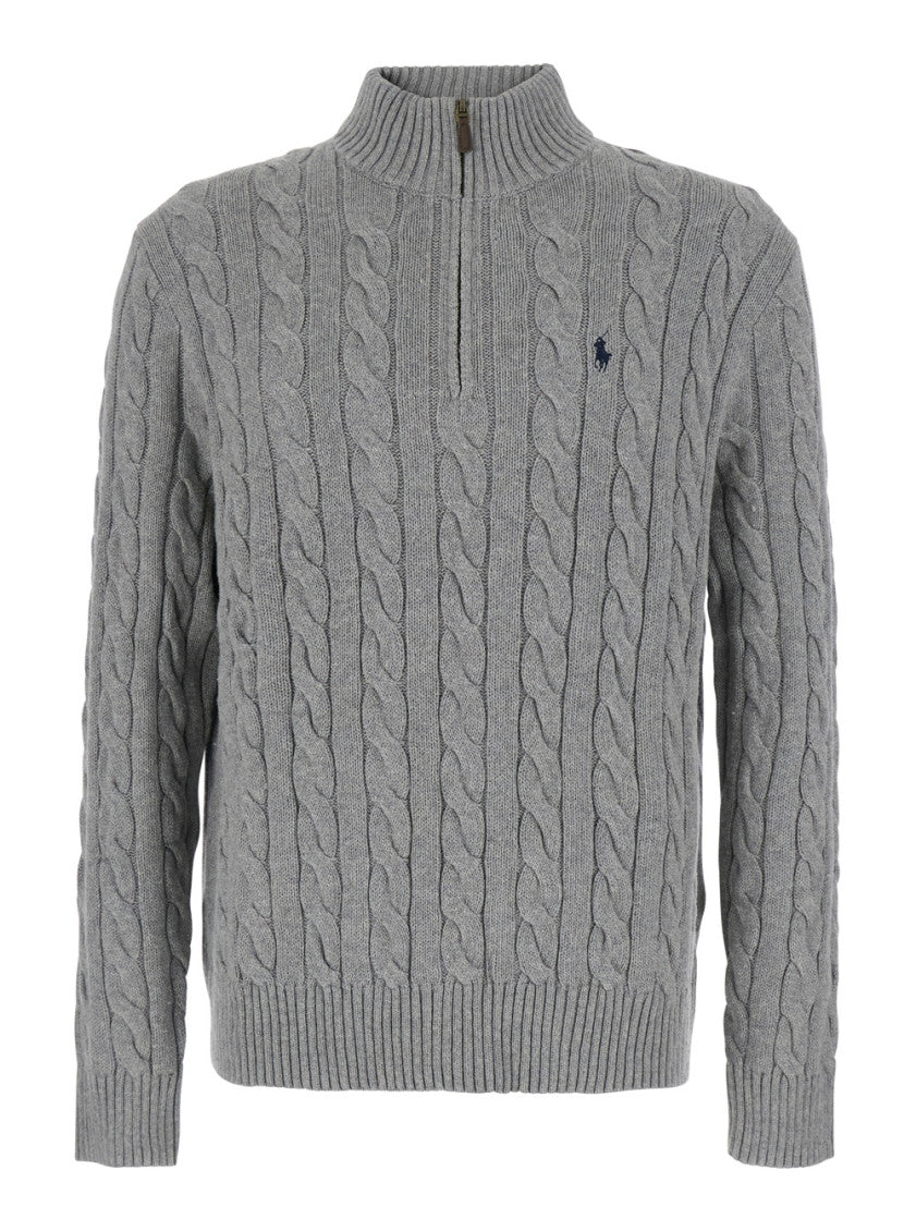 Grey Knitted Logo Sweater 1