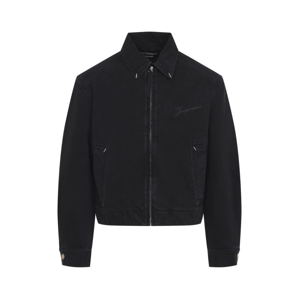 Black Logo Denim Jacket 1