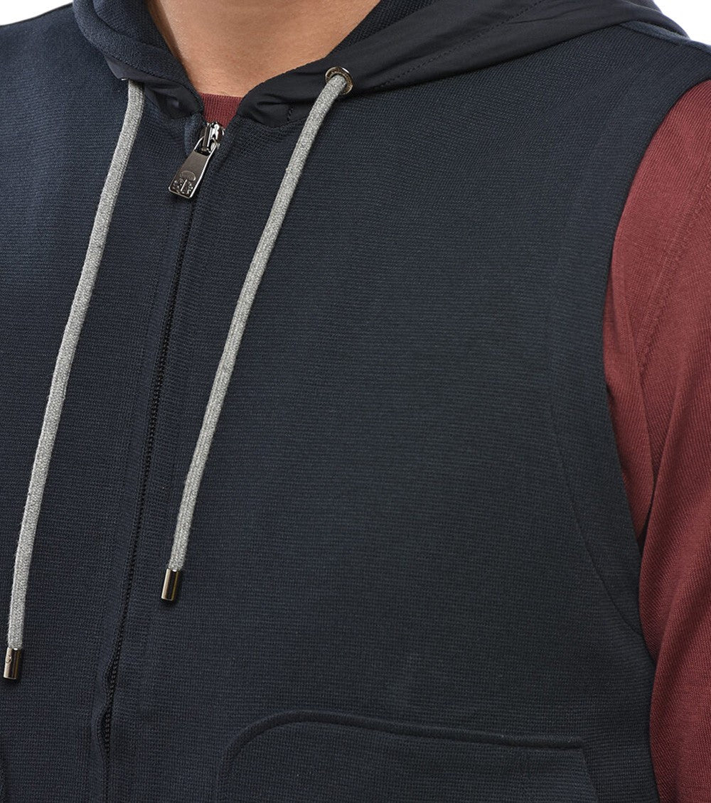 Dark Blue Sleeveless Hoodie 3