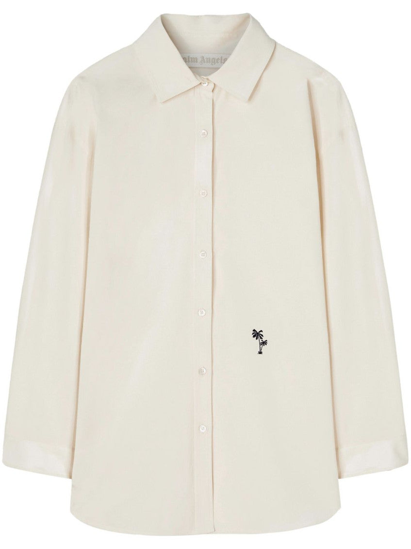 Beige Logo cotton shirt 1