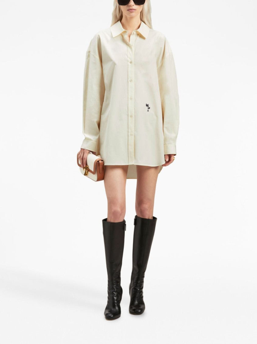Beige Logo cotton shirt 2