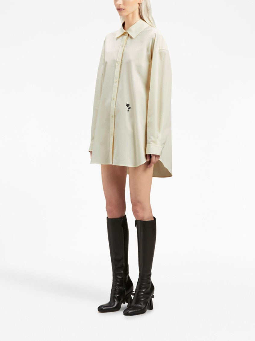 Beige Logo cotton shirt 3