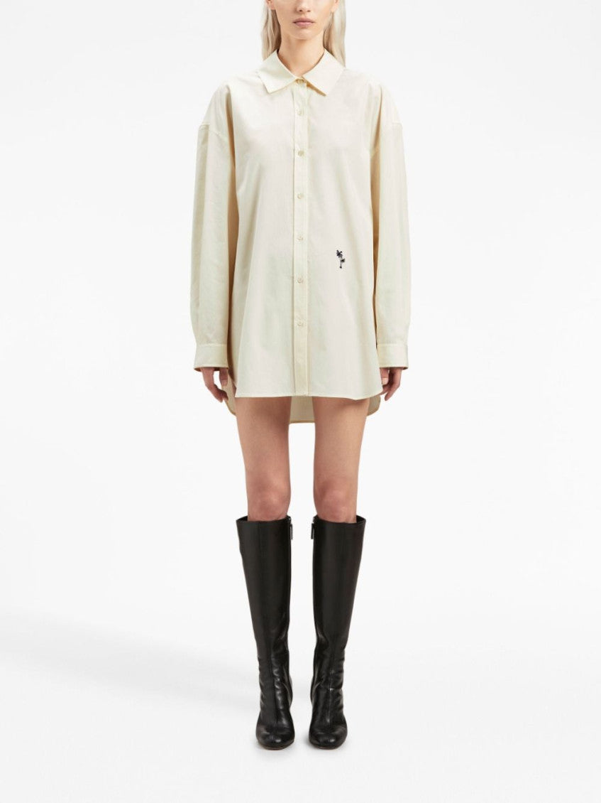 Beige Logo cotton shirt 4