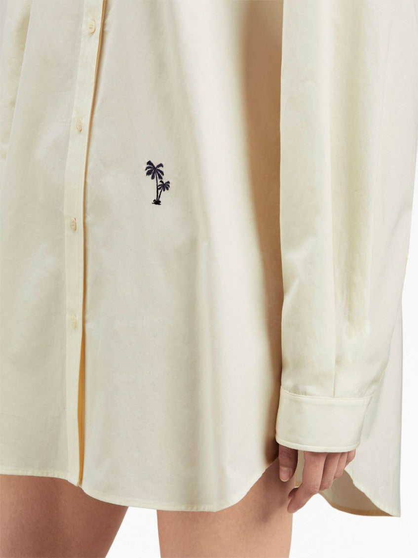 Beige Logo cotton shirt 5