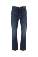 Dark Blue Mid-Rise Straight-Leg Jeans 1