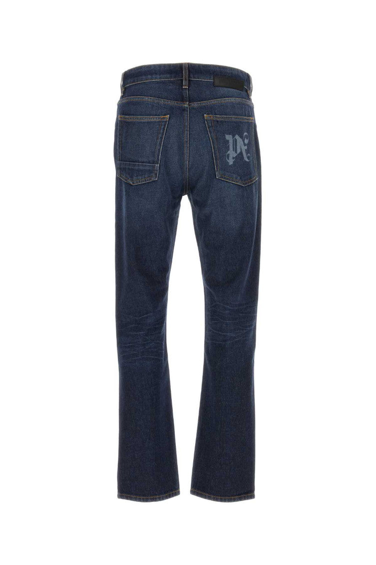 Dark Blue Mid-Rise Straight-Leg Jeans 2