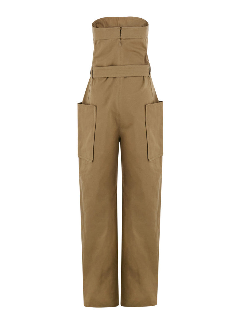 Beige Strapless Jumpsuit 1