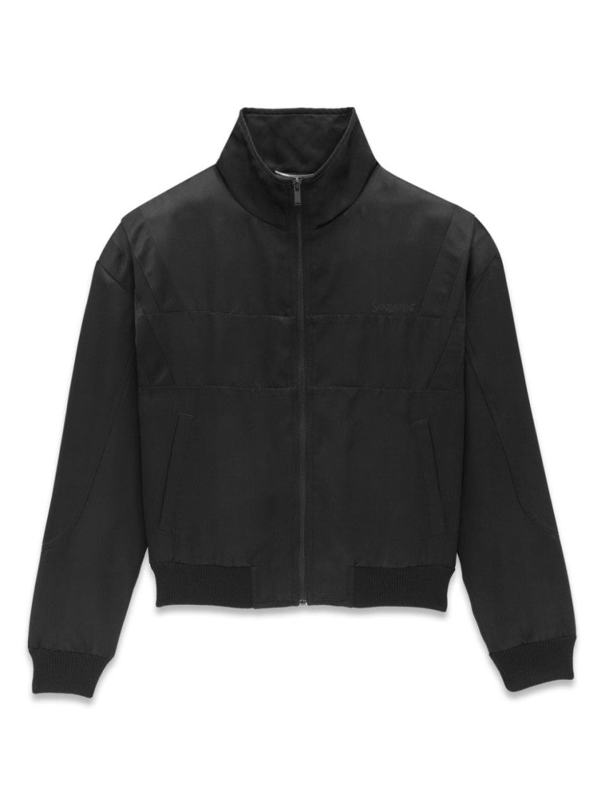 Black Embroidered Logo Bomber Jacket 2